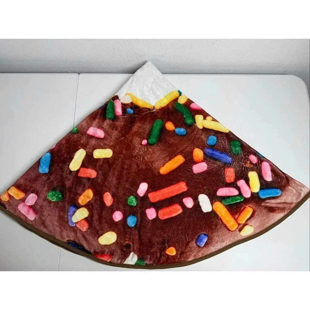 Novelty Giant Food Blanket Throw Round Coffee Glazed Donut 58” Diameter